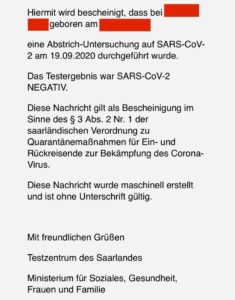Covid Test der Pflegerinnen